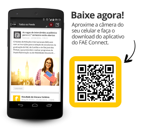 foto de um smartphone que está com o aplicativo FAEConnect aberto