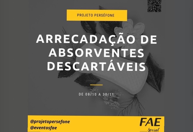 Projeto Perséfone promove campanha de arrecadação de absorventes descartáveis 