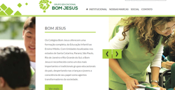 Site apresenta informações sobre as empresas que constituem a organização educacional, como a FAE e o Colégio Bom Jesus